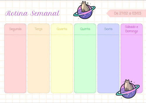 Planner Semanal Colorido Minimalista